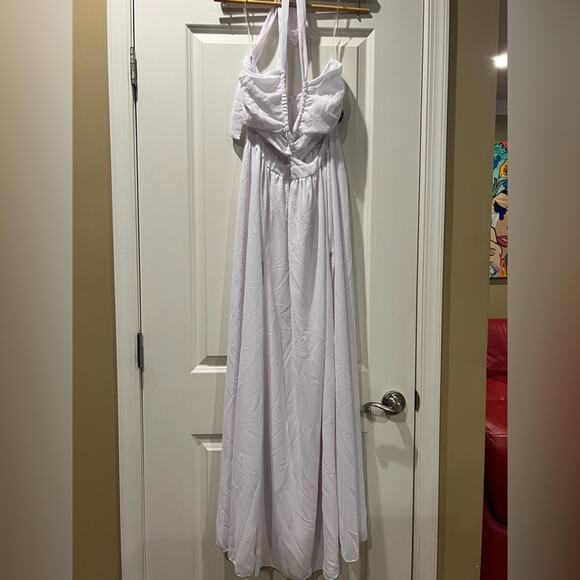 Hot Miami Styles White Halter Sundress with Cutout and Slit - Picture 2 of 7